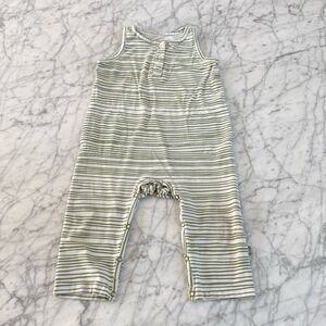 Nui Organics Helena Romper Green Striped Toddler Unisex 12/18 Months